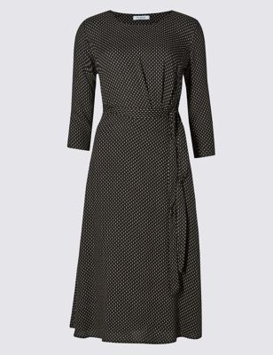 Loose Fit Lace Shift Wooly Spotted Dress